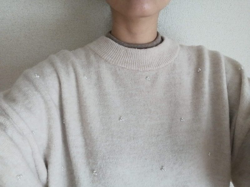 無印良品ストレッチフライス編みハイネックＴシャツでニットのチクチク防止